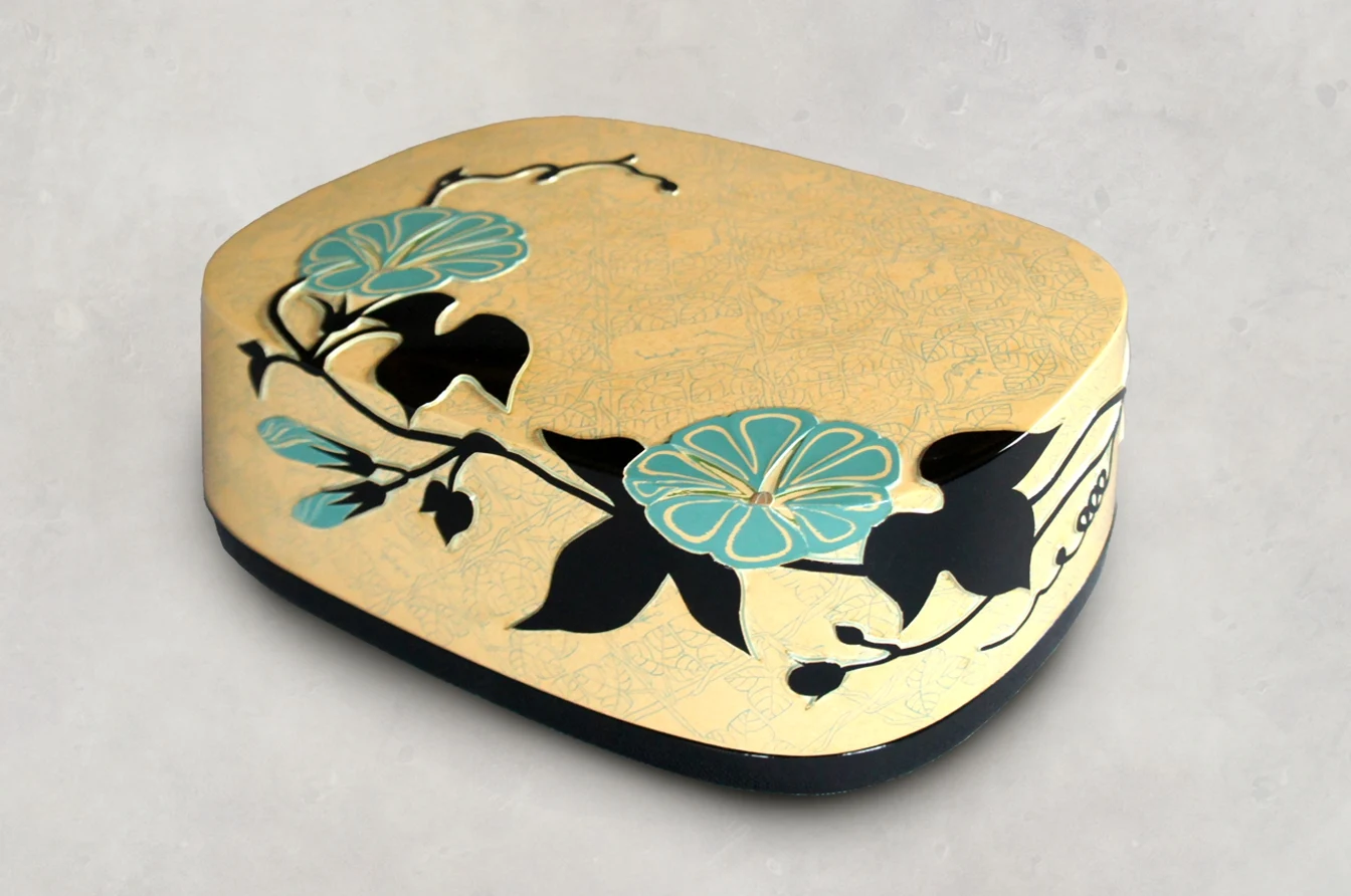 彫漆蒟醤朝顔の箱 | 菅野かおり Kaori Sugano 漆