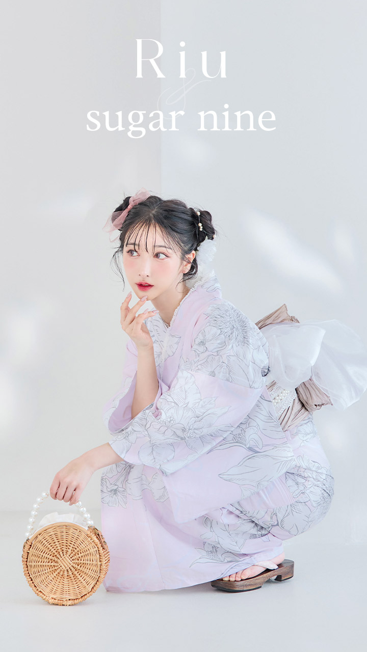 即日発送！】Riuコラボ ライトピンクx百合リボン浴衣【浴衣3点セット