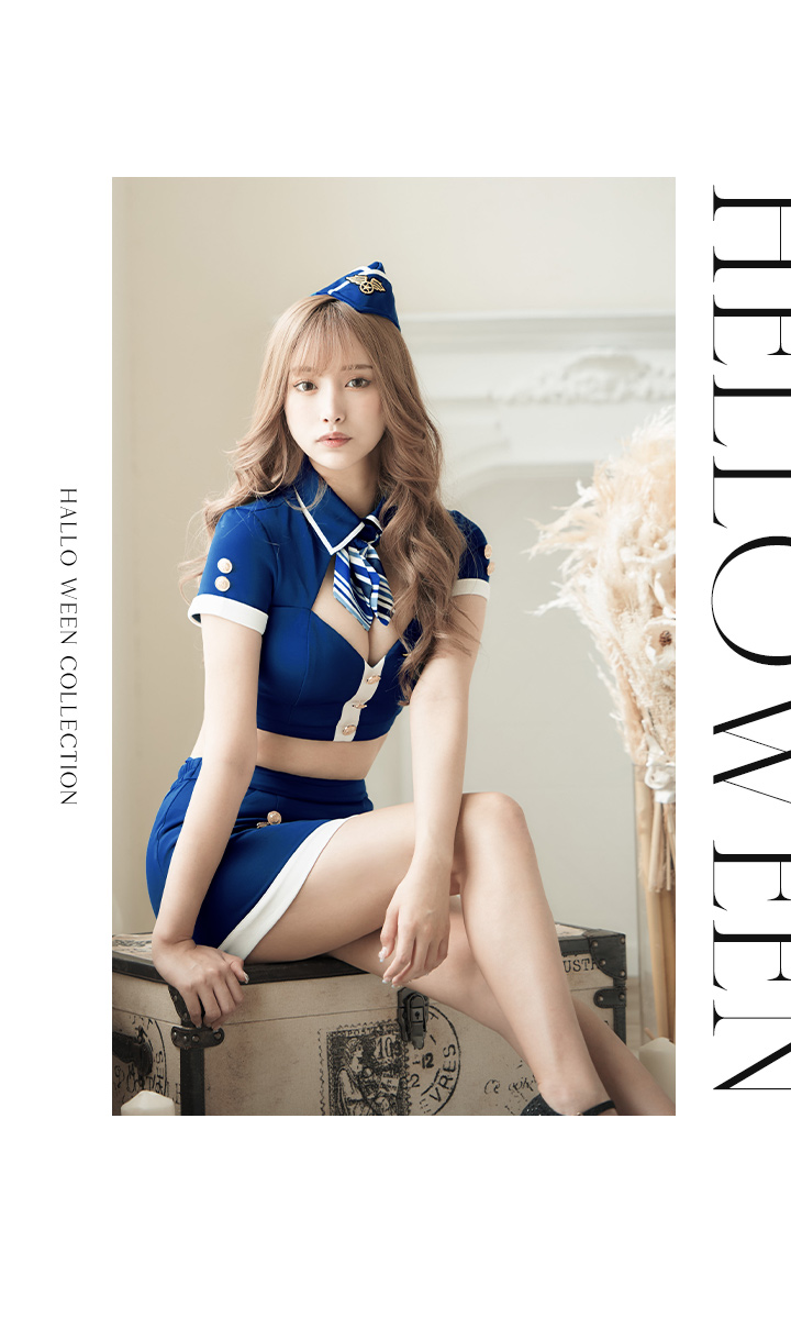 ハロウィン】セクシーCAコスプレ/2ピース/セットアップ【コスプレ4点