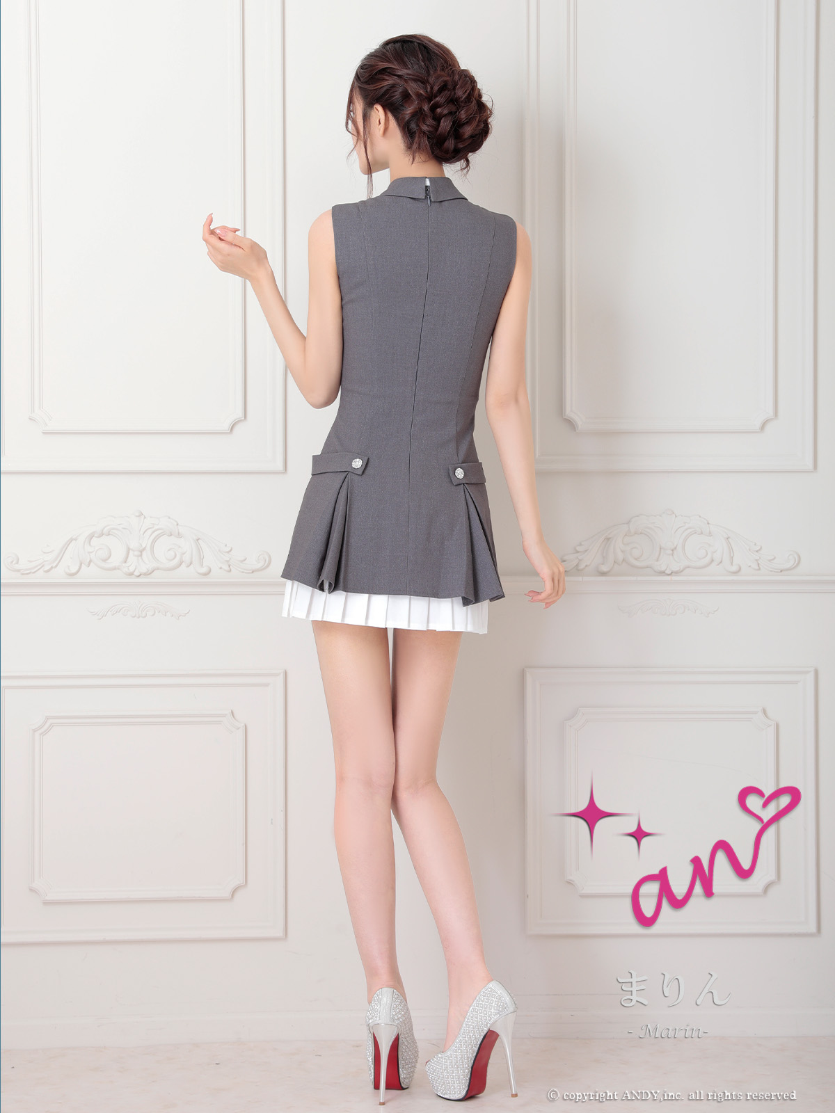 XSサイズあり【an /アン】襟付き/ ネックリボン/ バストジップ