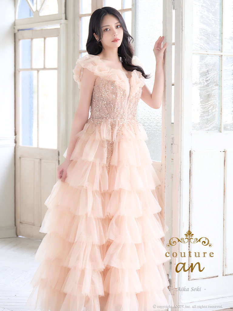 couture an/クチュールアン】オフショル/ フリル/ ビジュー/ シフォン