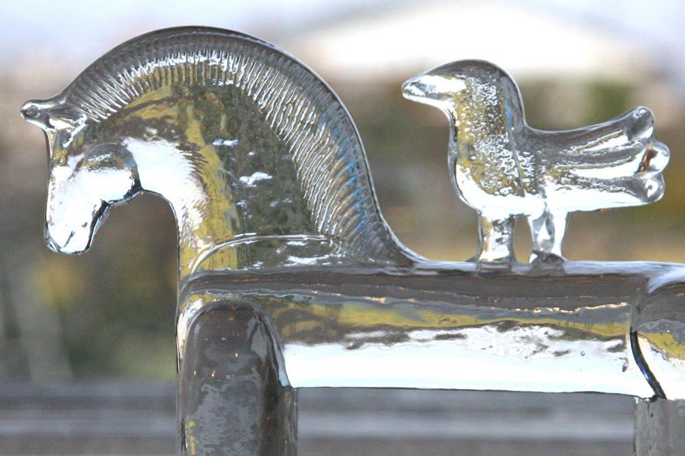 Kosta Boda/コスタボッダ/ガラスのオブジェ/ポニーと小鳥