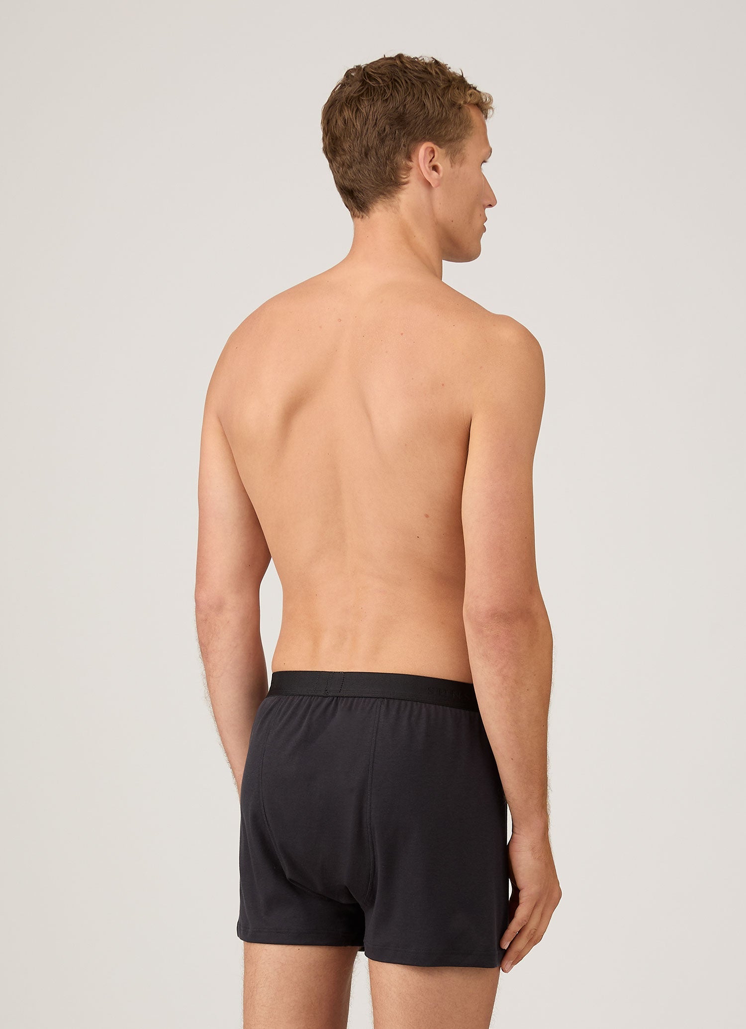 シーアイランドコットン ワンボタン ボクサーショーツ（Black）| Sunspel