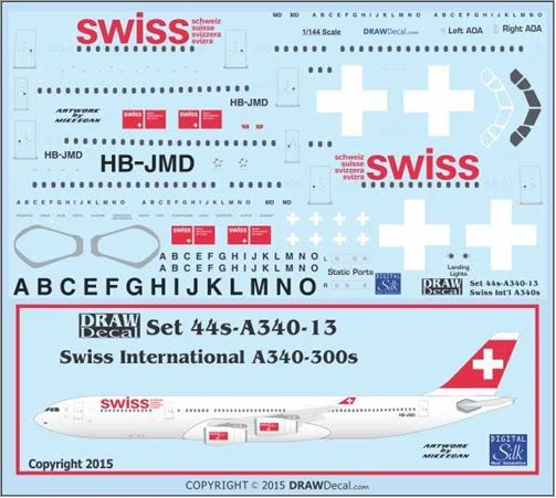 Airbus A340-300 - Swiss International Draw Decal -44-A340-13