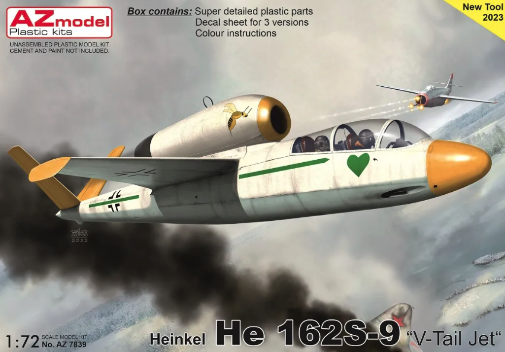 He 162S-9 Two-seater V-Tail Jet AZ-Model 7839