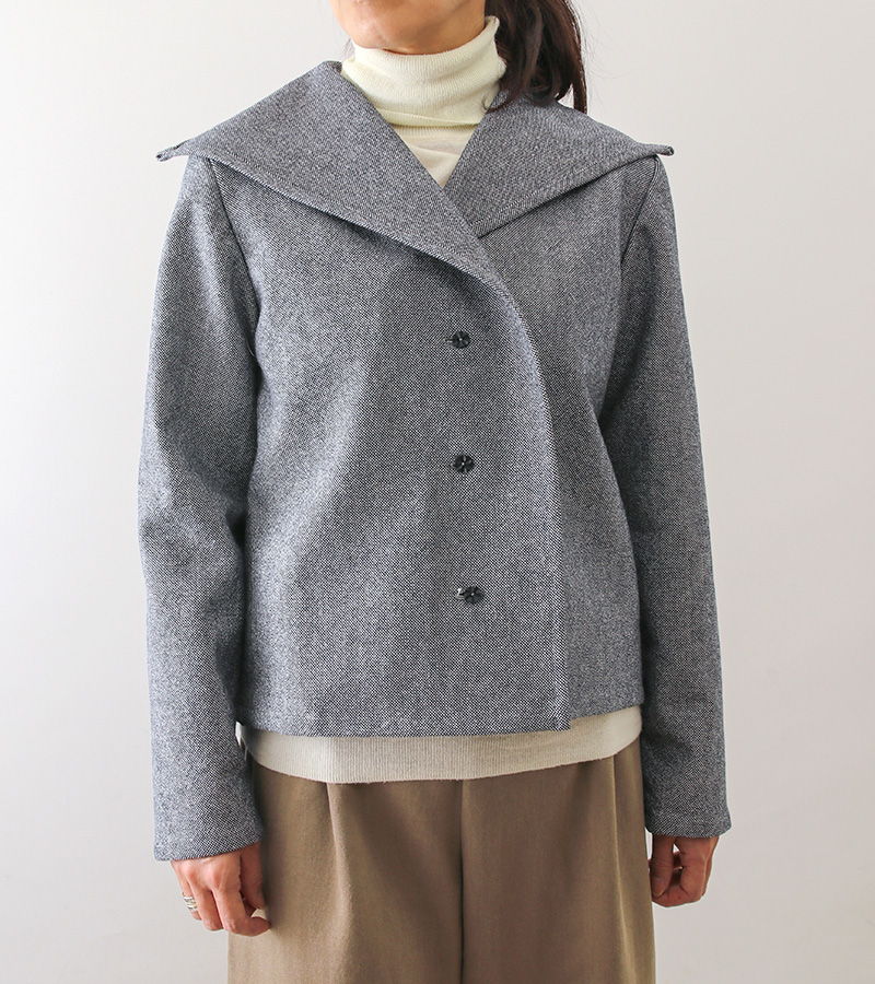 寸法図【NO.506】身頃続きの角衿ショートジャケット [M便 0/1]の通販