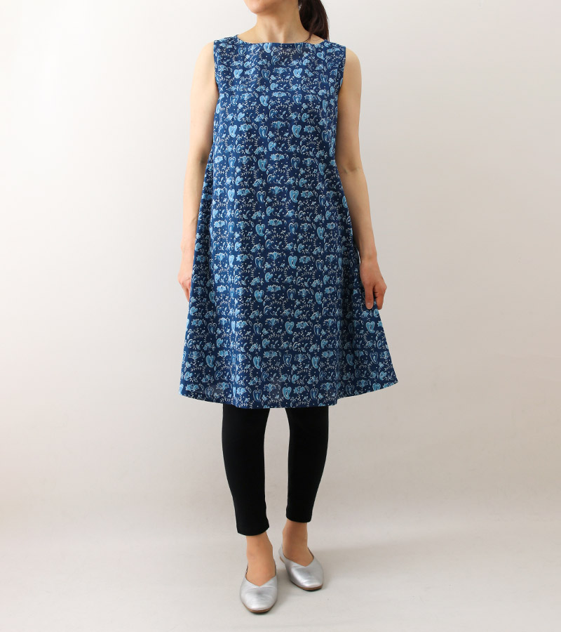 実物大型紙【No.86】Aラインシルエットのノースリーブワンピース(SML