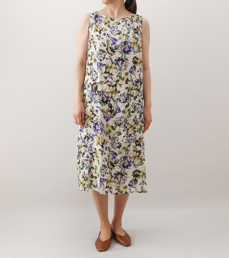 実物大型紙【No.86】Aラインシルエットのノースリーブワンピース(SML