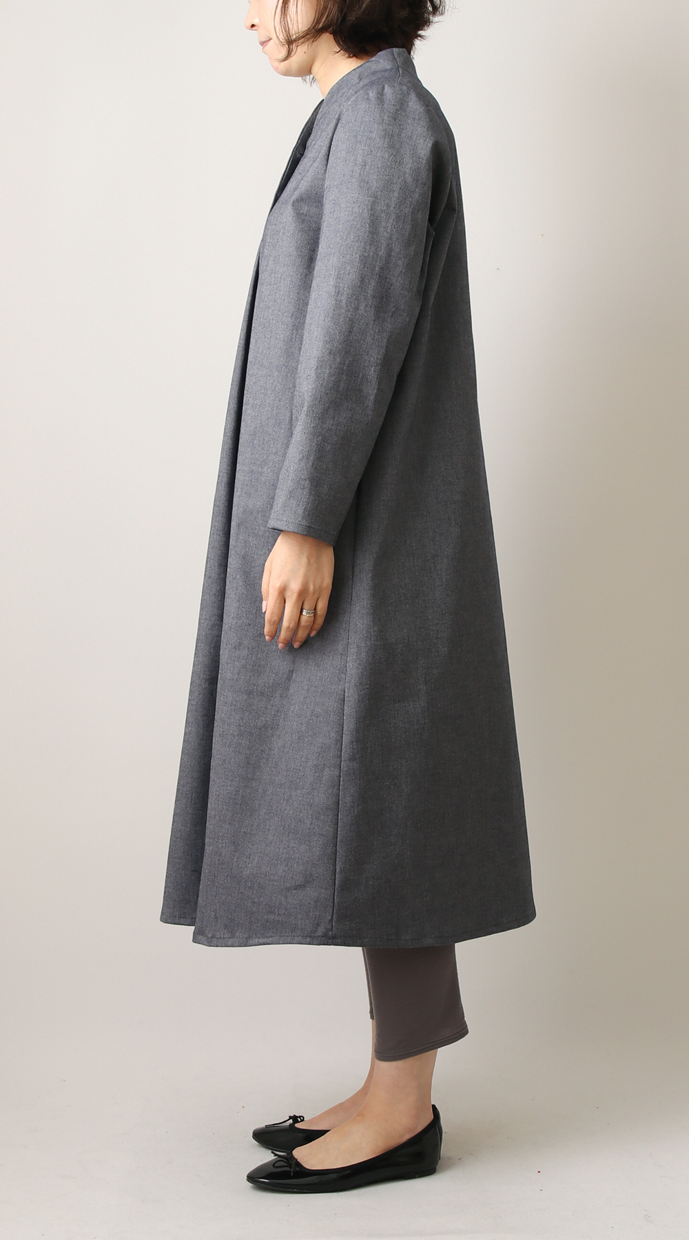 実物大型紙【No.92】立ち上がり変わり衿の中心タックワンピース(SML