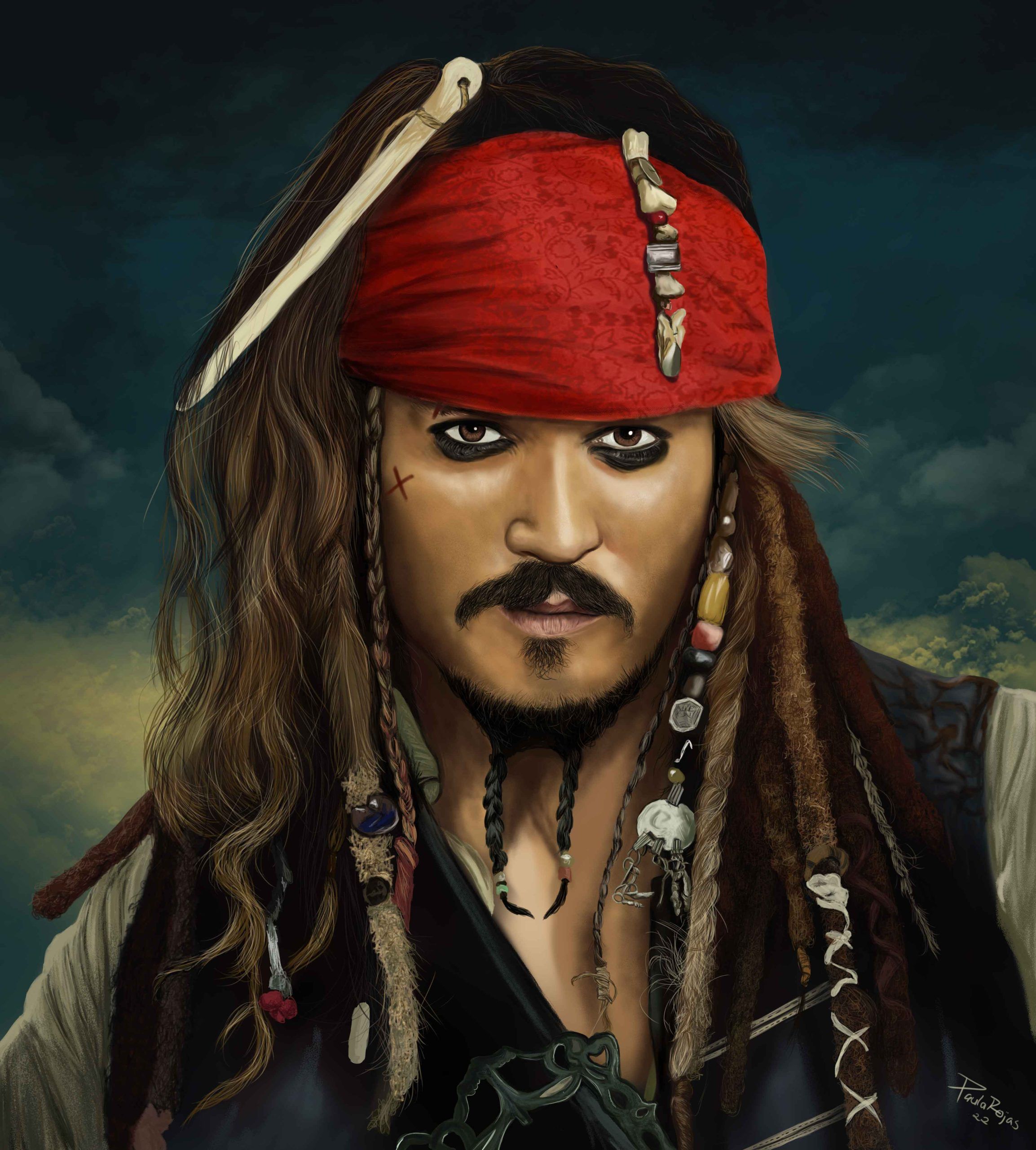 Jack Sparrow Illustration Metal Print - Pauarte