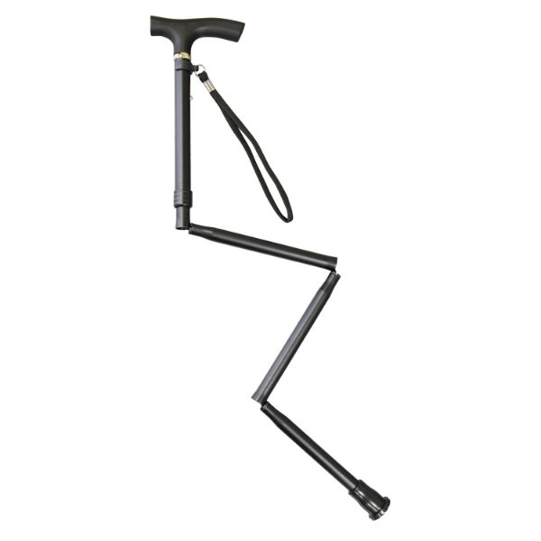 介護/医療】杖 すべりにくい杖 伸縮折りたたみ式 黒 オオサキ