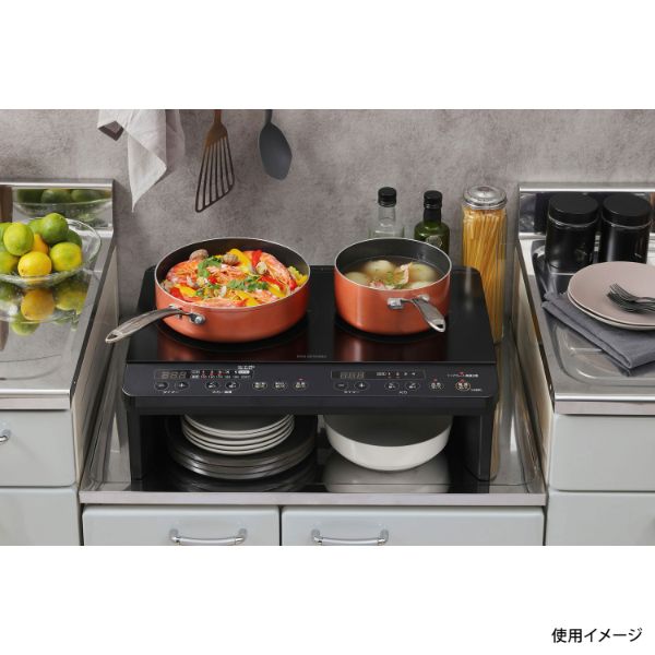 卓上コンロ 2口IHコンロ IHK-W13-B アイリスオーヤマ | テイクアウト