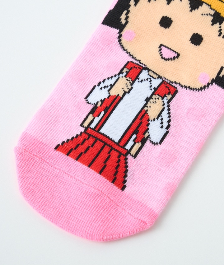 ちびまる子ちゃん】（1足物）フロント柄ソックス(23～25㎝ ピンク