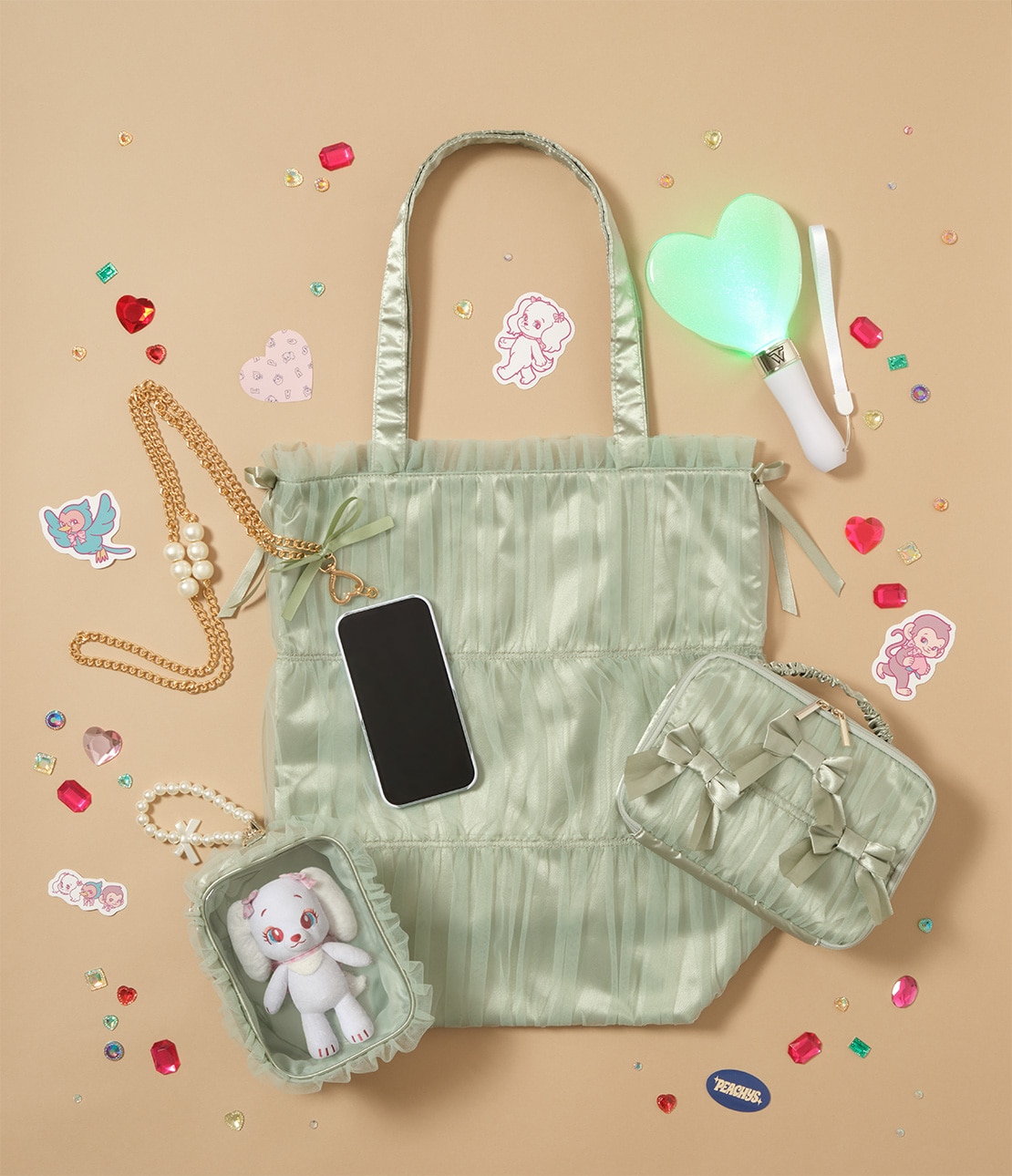 2WAYフリルぬいぐるみポーチ(ワンサイズ ブラック): PEACH JOHN