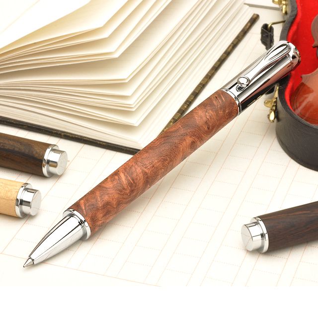 工房 楔 ローラーボール 水性ボールペン Mペン マグネット 花梨こぶ杢