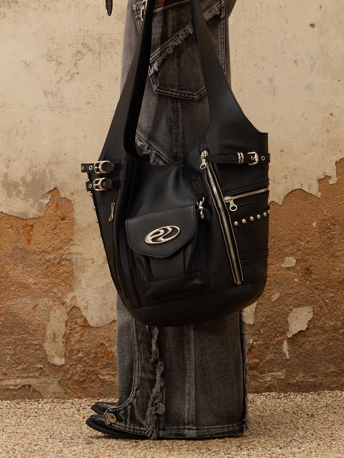 Leather Shoulder Bag brown and black Personsoul - personsoul