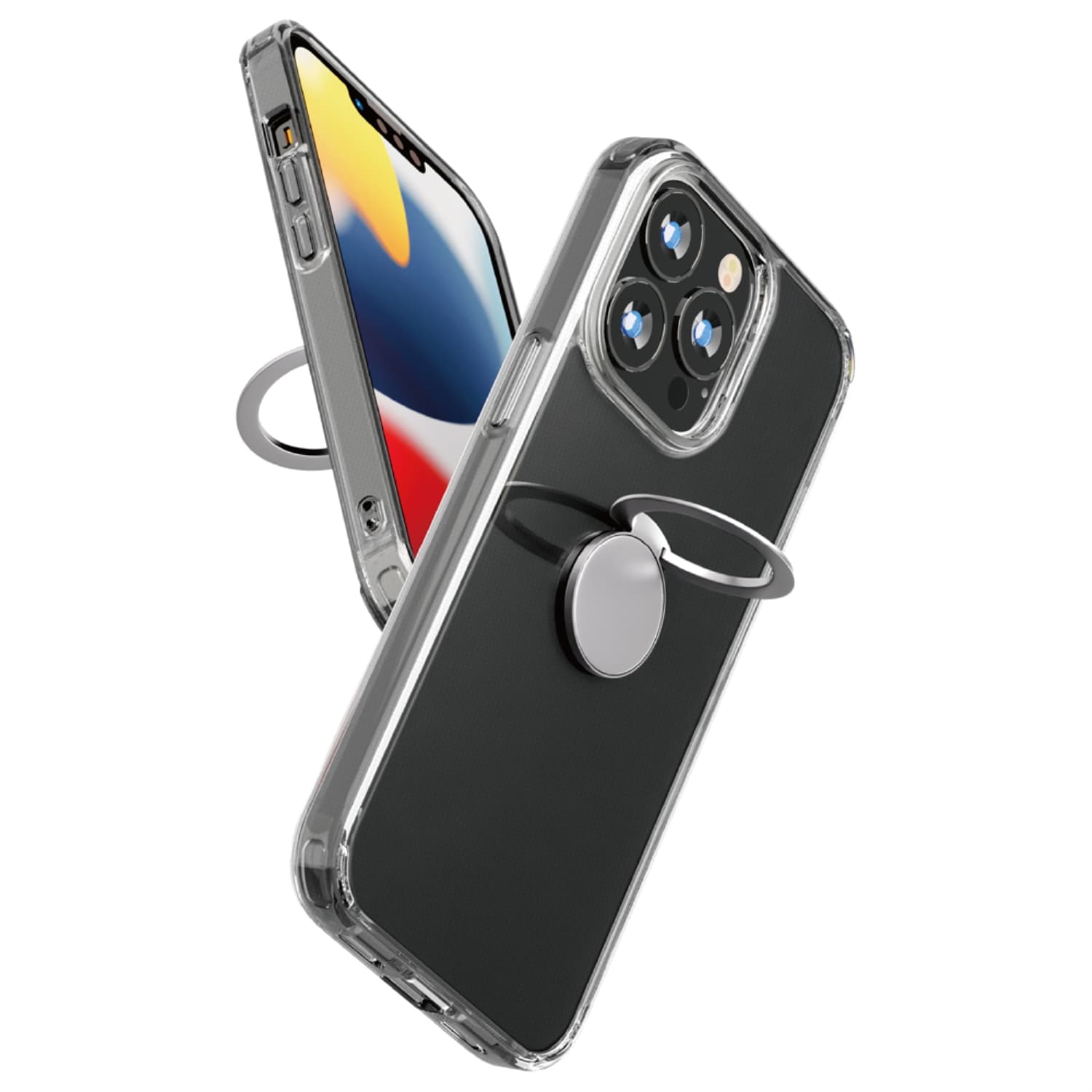 iPhone 13 Pro用 リング付 抗菌ハイブリッドケース シルバー｜株式会社PGA