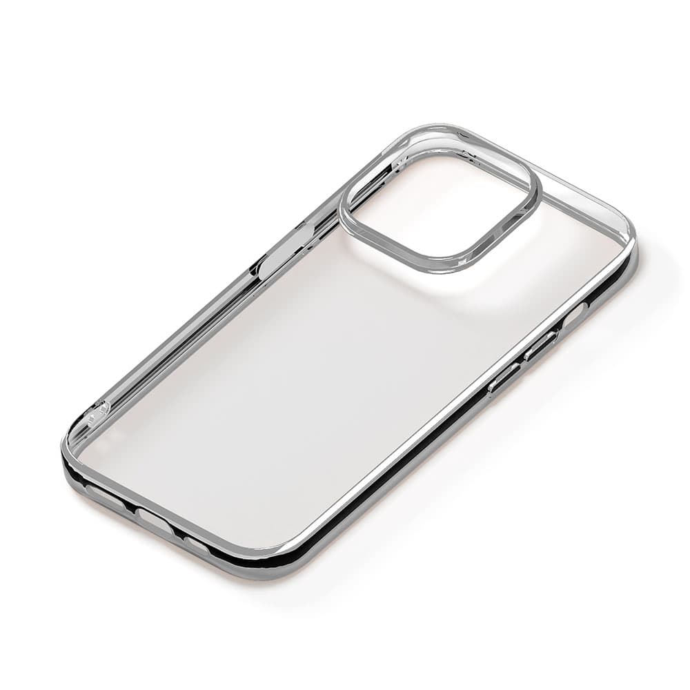 iPhone 15 Pro用 メタリックフレーム ソフトケース [シルバー]｜株式