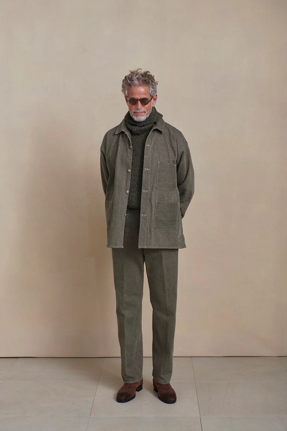 ○OLD JOE - SILK NEP WOOL MOCK-NECK SWEATER - OLIVE STONE – PHAETON