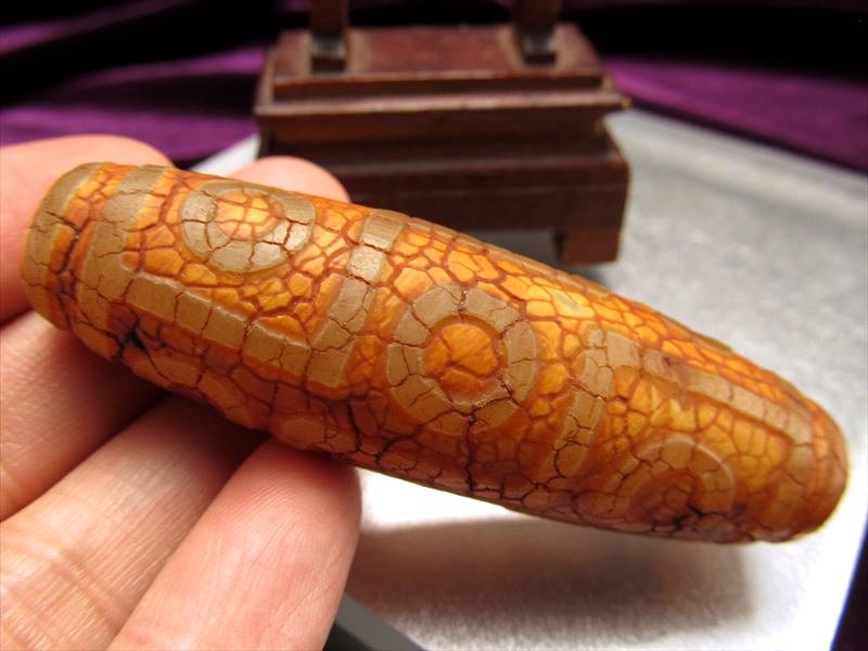 ◇大サイズ！◇極上一点もの！◇古代浮彫紋様天珠◇九眼天珠(くがん