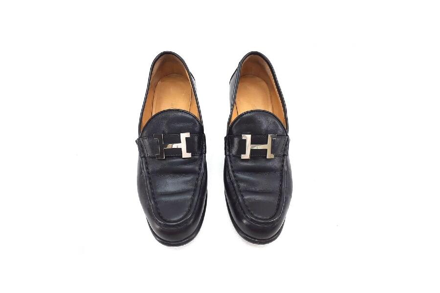 エルメス 靴 ローファー コンスタンス Hロゴ シルバー金具 型崩れ有り