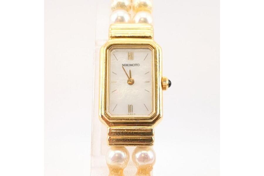 ミキモト 552-1455 クオーツ レディース 腕時計 シェル文字盤 真珠×GP