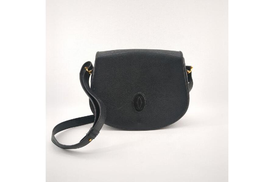 カルティエ ショルダーバッグ マストライン ブラック レザー ゴールド