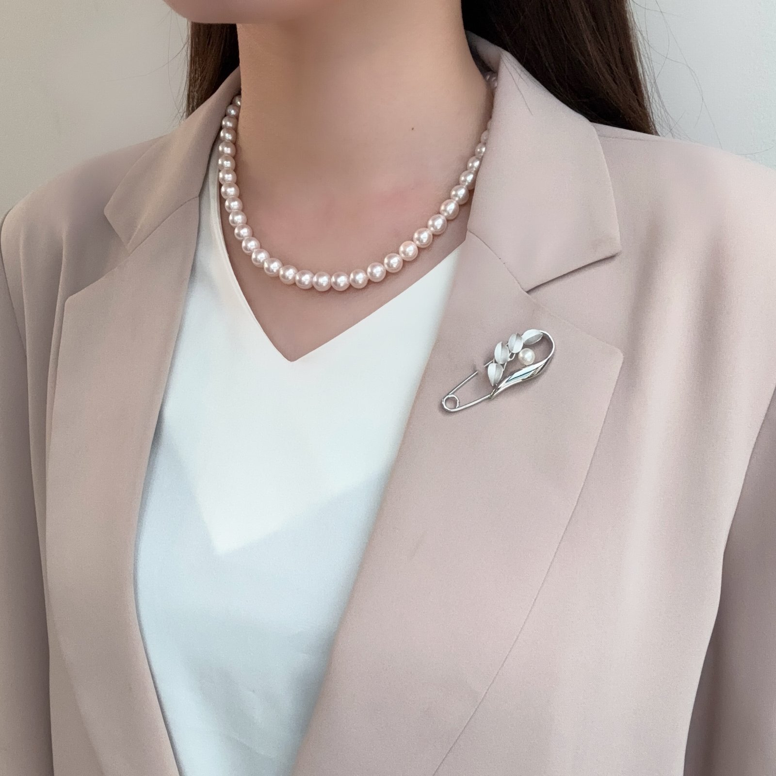 アコヤ真珠 パールブローチ 6-6.5mm ホワイト ラウンド シルバー製 SV925