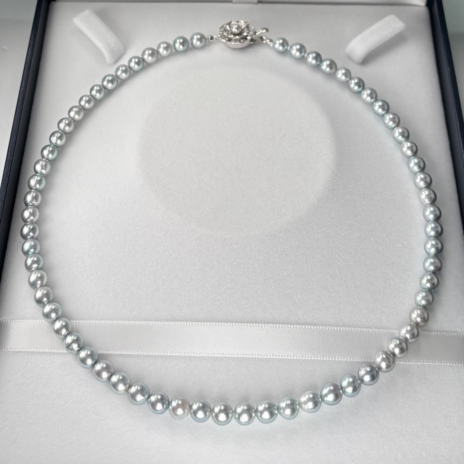 アコヤ真珠 グレーネックレス 6-6.5mmラウンド〜セミラウンド