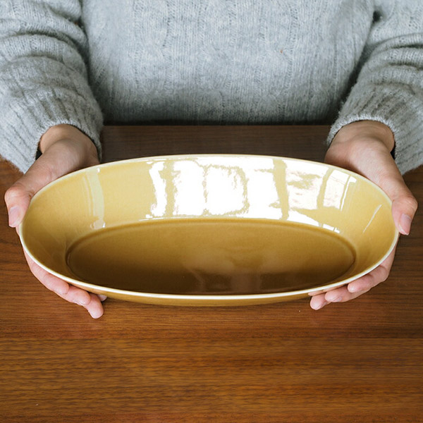 瑞々 楕円鉢9寸 うす飴 | 食器と料理道具の専門店「プロキッチン」