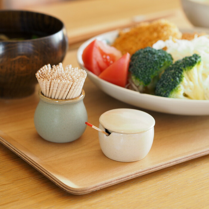 長十郎窯 薬味入れ（竹さじ付） 白釉 | 食器と料理道具の専門店「プロ