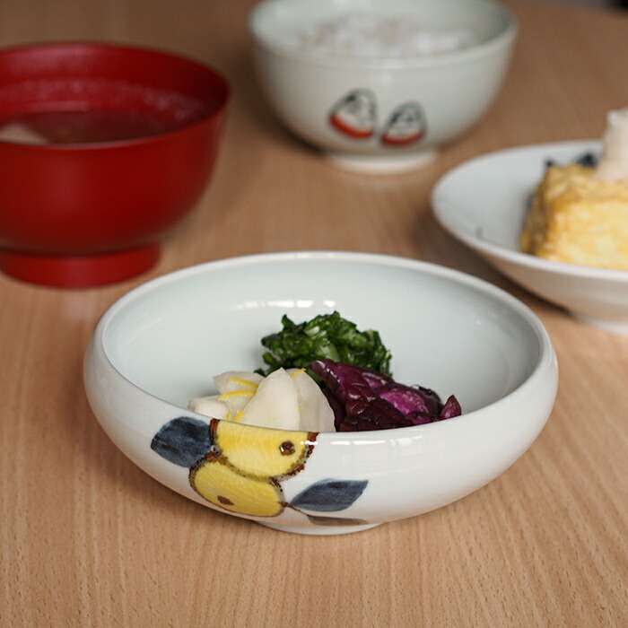 徳永遊心窯 色絵 みかん 4.5寸鉢 | 食器と料理道具の専門店「プロ