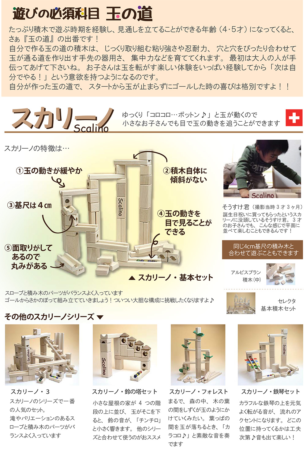 木のおもちゃ カルテット / スカリーノ 基本セット｜スイス製 木製玉の