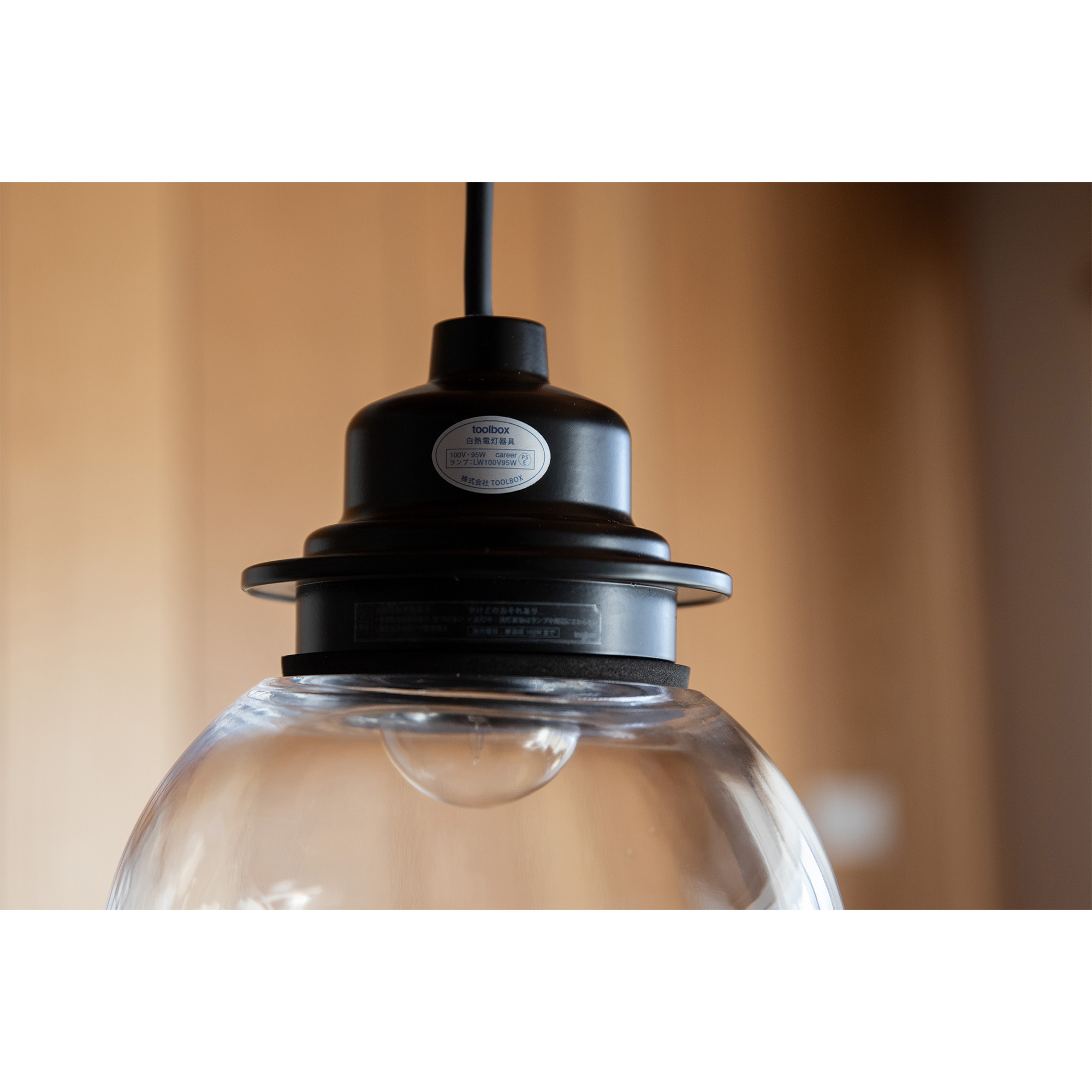 ガラスボール照明 クリア×ブラック コード長オーダー | LT-PD002-05