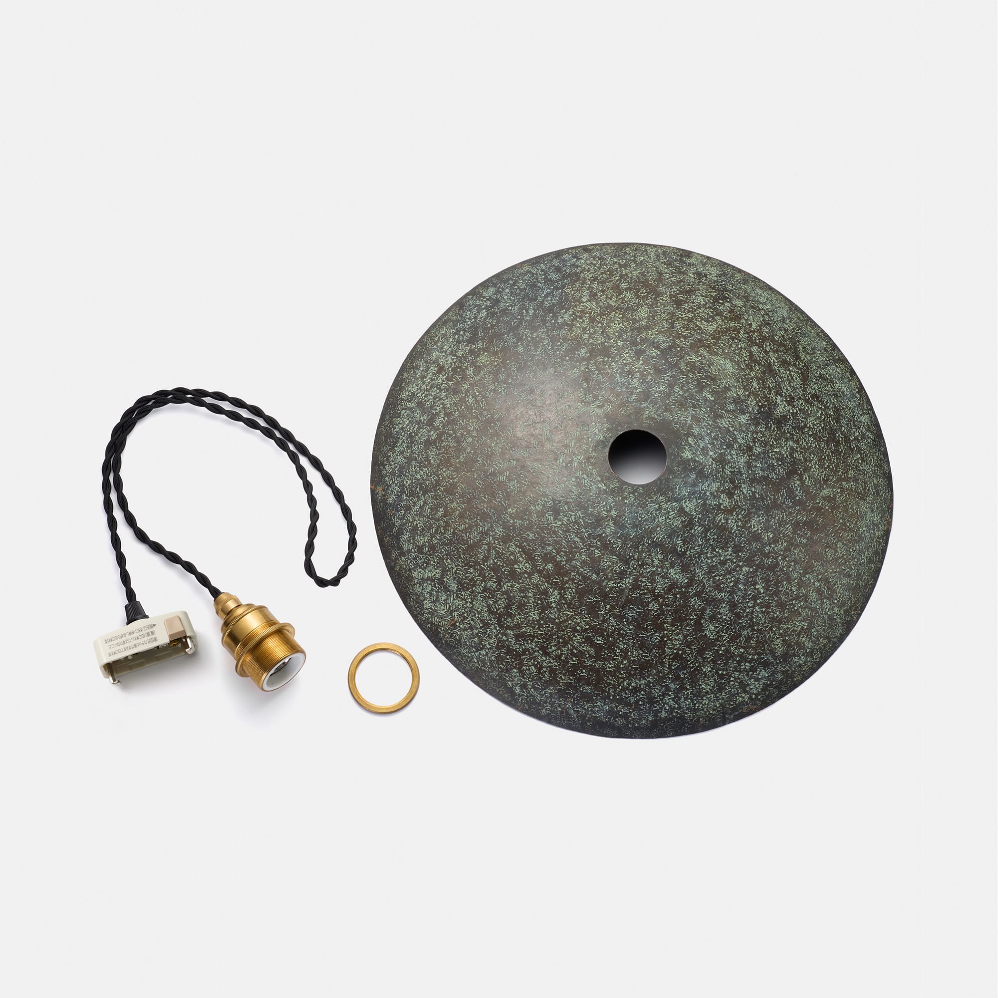 鎚目模様のシェードランプ E26 お皿型 緑青 | LT-PD010-09-G148