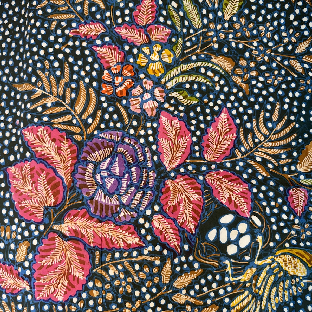 古布 ジャワ更紗（バティック）戦前 プカロンガン 菱ユリ紋 古布