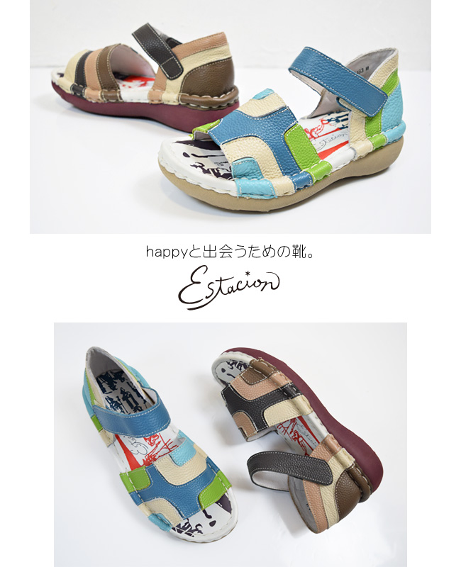 Estacion・エスタシオン】サンダル レディース 本革 歩きやすい 疲れ