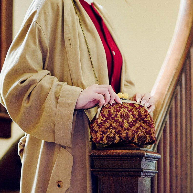 楽天市場】亥之吉くし型ポシェットがま口 モケット パイルジャカード