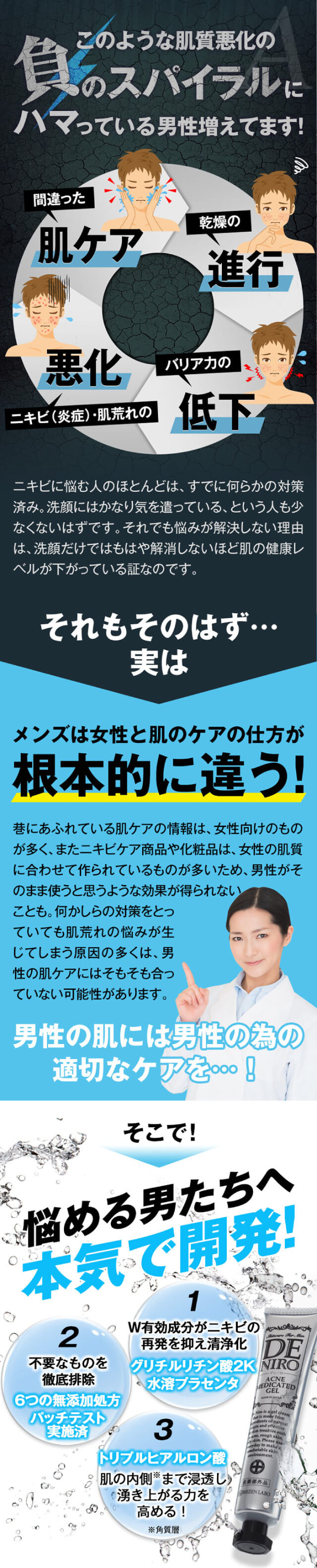 DE NIRO デニーロ 薬用ホワイトニングゲル45g ニキビ 予防 5本セット