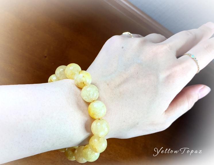 楽天市場】イエロートパーズ ブレスレット 13mm玉 黄玉 インペリアル