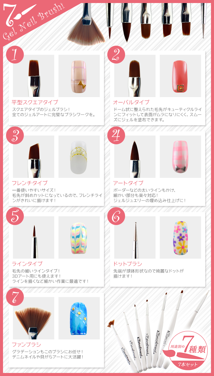 楽天市場】ネイル ジェルネイル 筆 ブラシ 7本セット : Natural Trend