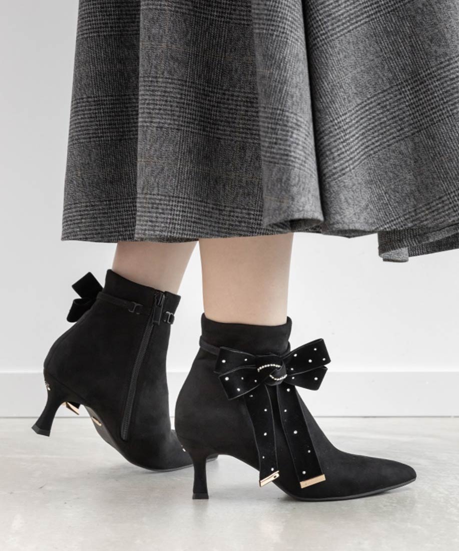 SALE】【Holiday Collection】2WAYビジューベロアリボンショートブーツ