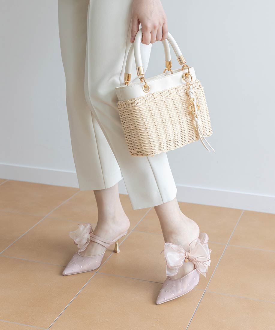 HEART COLLECTION】シフォンリボンハートミュールパンプスRANDA公式サイト