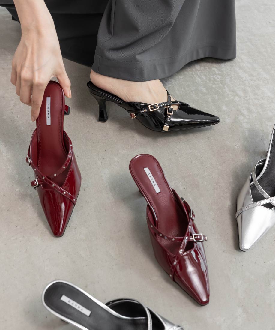 SALE】ミニスタッズ×クロスベルトミュールパンプスRANDA公式サイト