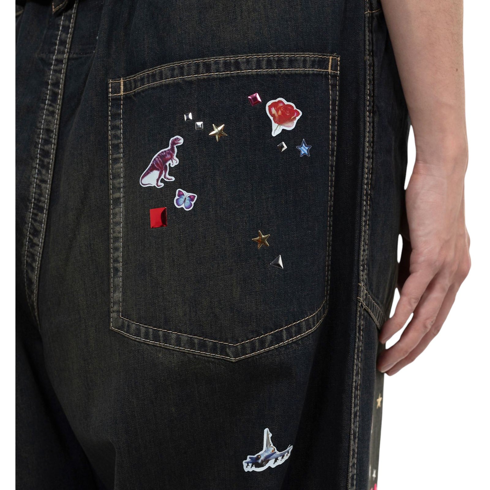 MAISON MIHARA YASUHIRO]Sticker Prints Denim Baker Pants/INDIGO
