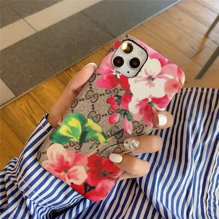 グッチ パロディ iphone14pro/14/12pro max ケース 花柄 アイフォン12