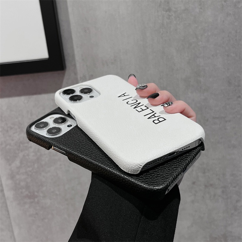 バレンシアガ iphone13/13proケース レザー BALENCIAGAロゴ iphone携帯