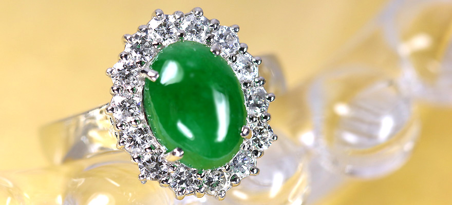 翡翠（ヒスイ）2.0ct ダイヤモンド プラチナ リング（指輪）【品質