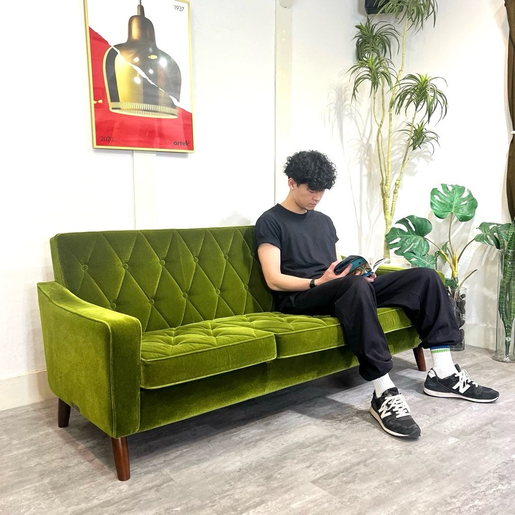 カリモク ソファー モケットグリーン ペットもお子様も大満足