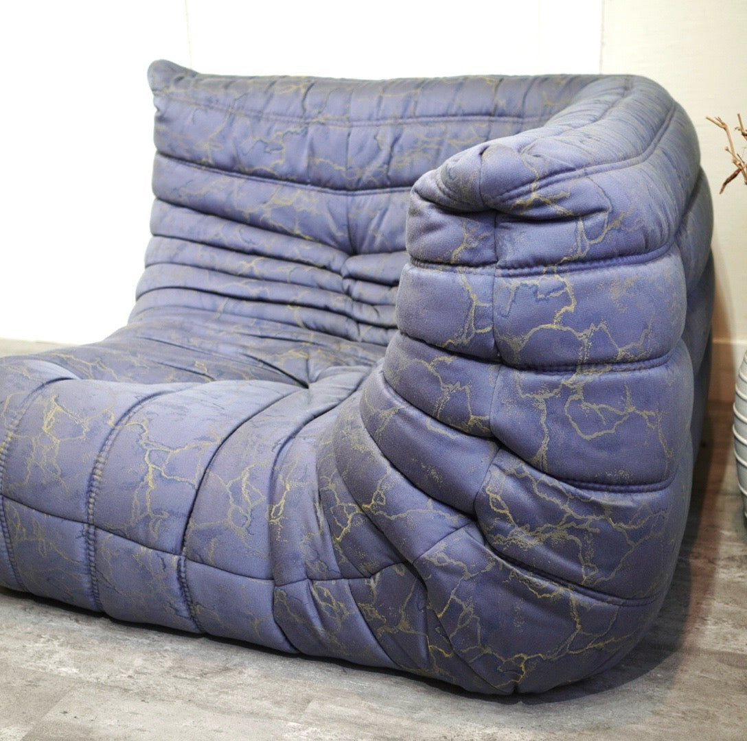 リーン・ロゼ ligne roset トーゴ コーナーソファ 1人掛け 中古 ブルー